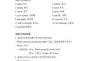 五年级英语册单元知识梳理-Unit2Myfavouriteseason-【免费下载-高清无水印】【英语电子版可打印】