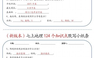 七地理124个知识点默写小纸条9.10答案-【免费下载-高清无水印】【地理电子版可打印】
