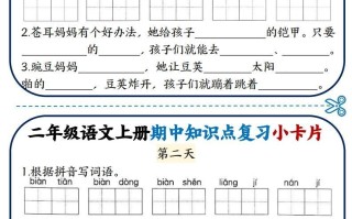 二年级语文册期中知识点复习小卡片-【免费下载-高清无水印】【语文电子版可打印】